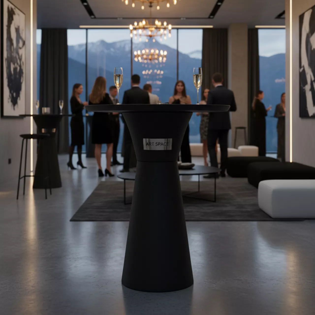 Аренда Стол барный круглый черный высота 103 см в Sochi Marriott Krasnaya Polyana — ART SPACE