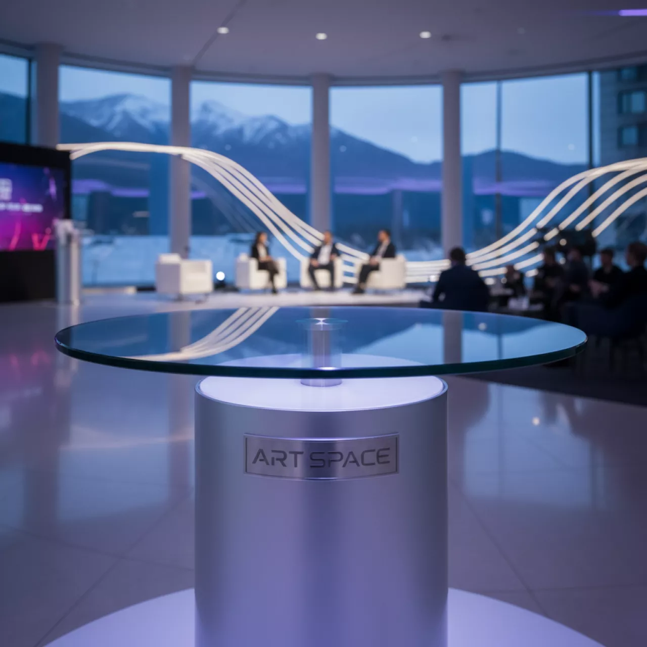 Аренда Стол барный круглый стеклянный 60 70 80 см в Sochi Marriott Krasnaya Polyana — ART SPACE