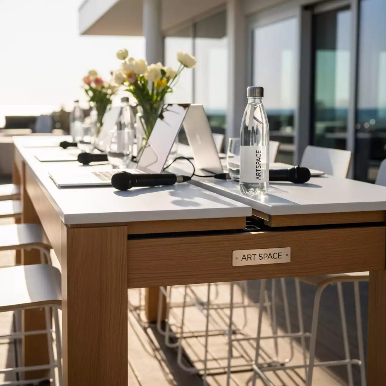 Аренда Стол барный с каналом для проводов Arki table CCFenix на пляжных клубах Хосты — ART SPACE