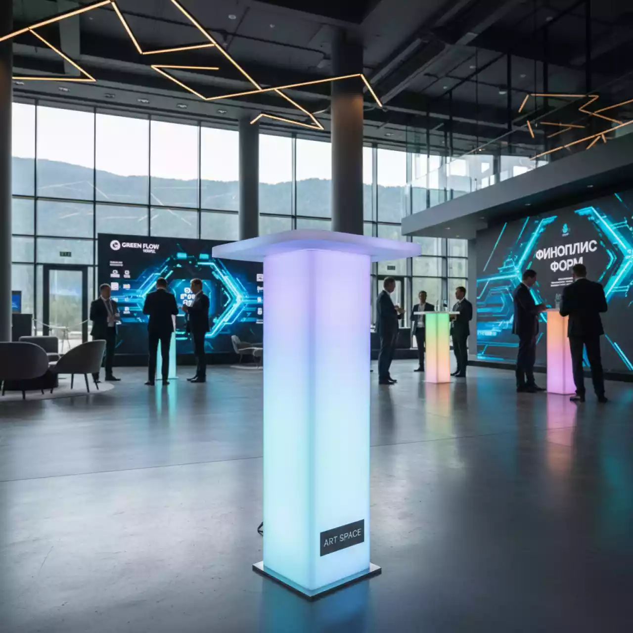 Аренда Стол барный с LED подсветкой на аккумуляторе в Green Flow Hotel — ART SPACE