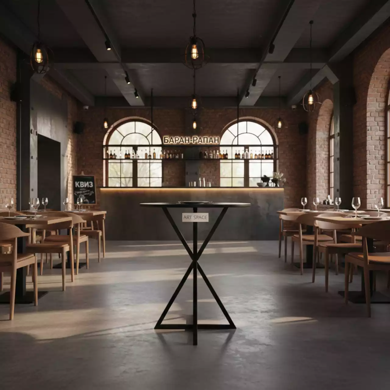 Аренда Стол барный складной Sky Folding Bar Table 600 черный в ресторане «Баран-Рапан» — ART SPACE