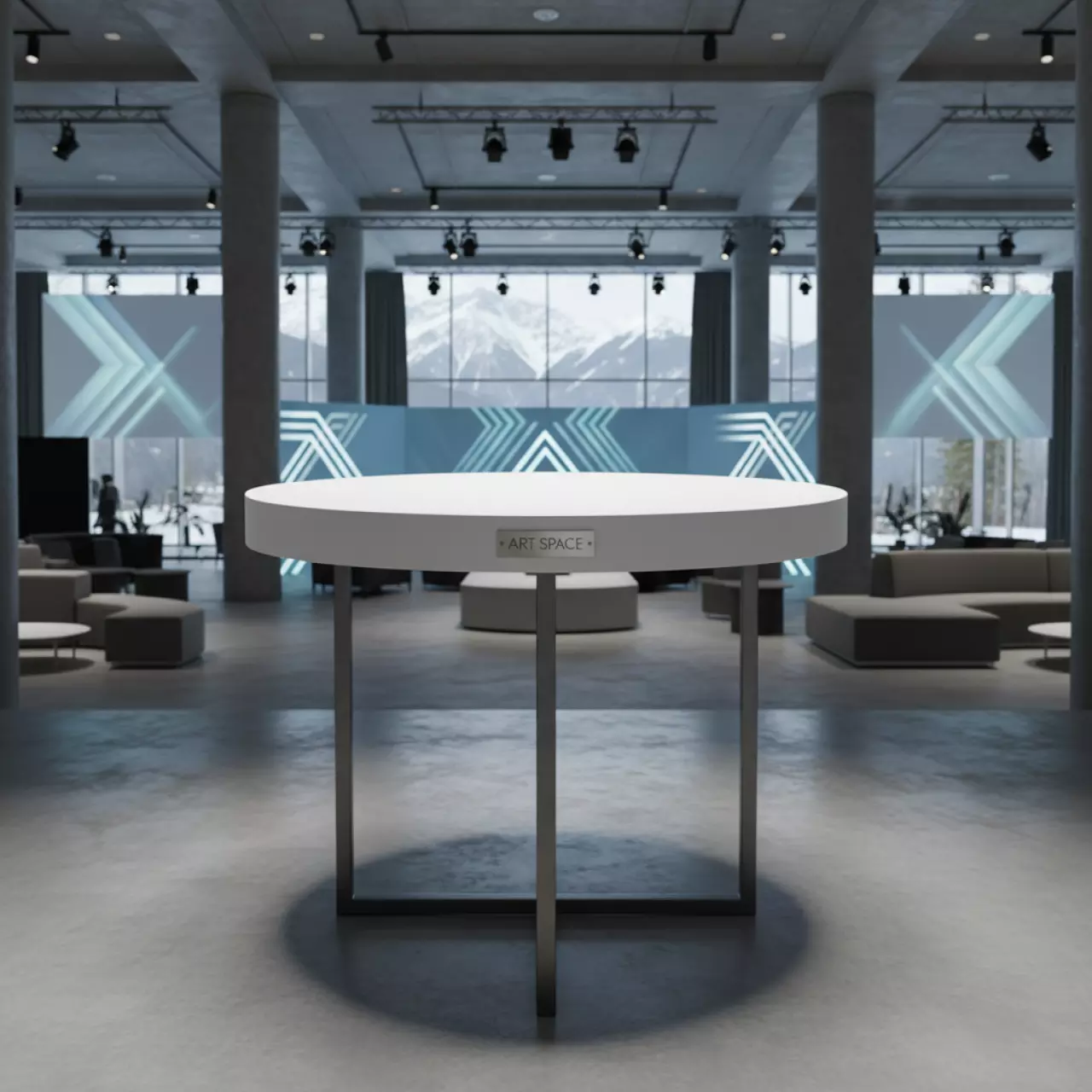 Аренда Стол белый круглый диаметр 120 см в Гранд Отель Поляна — ART SPACE