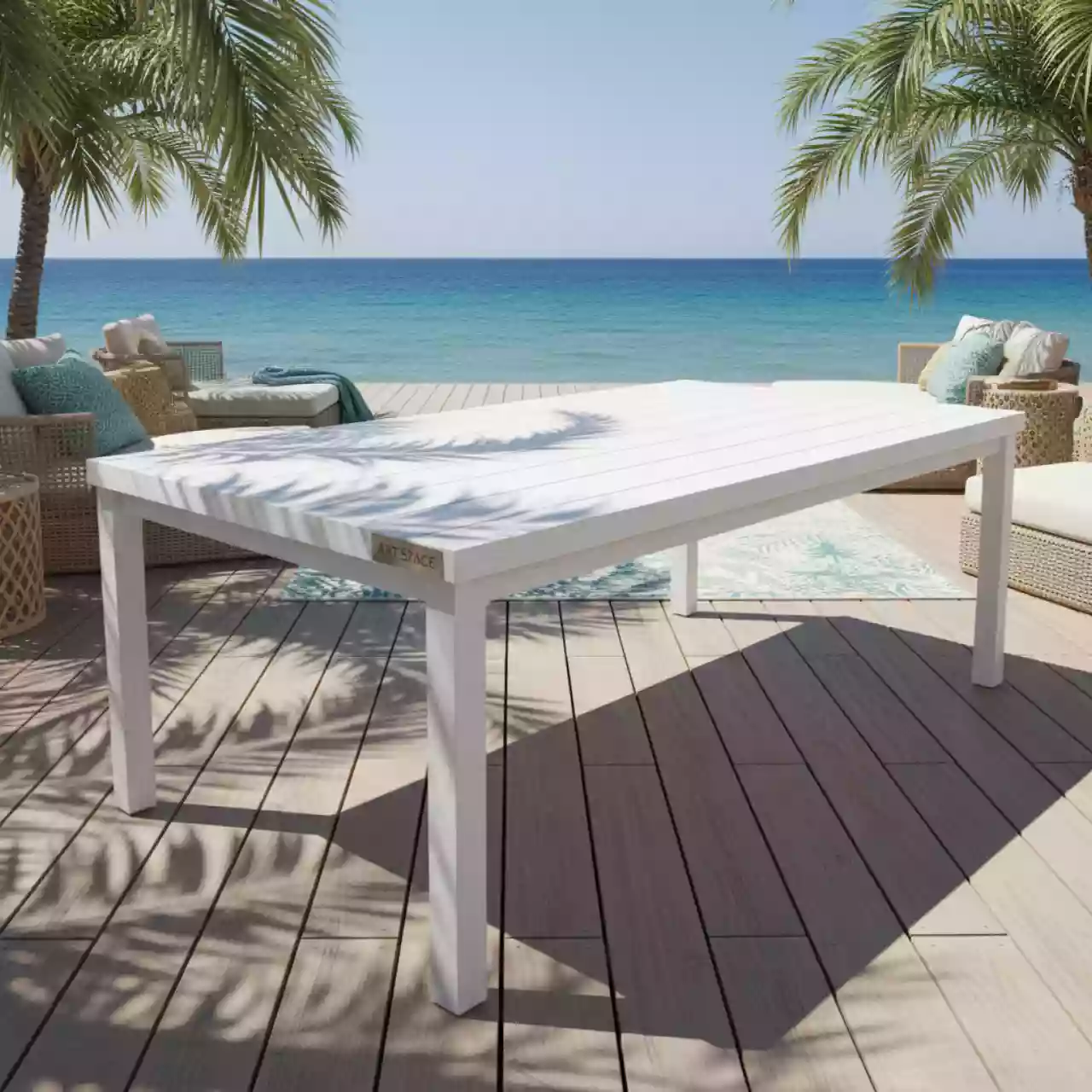 Аренда Стол белый орех кромка ПВХ Лидер 2 1800х800 на пляже «Мандарин» — ART SPACE