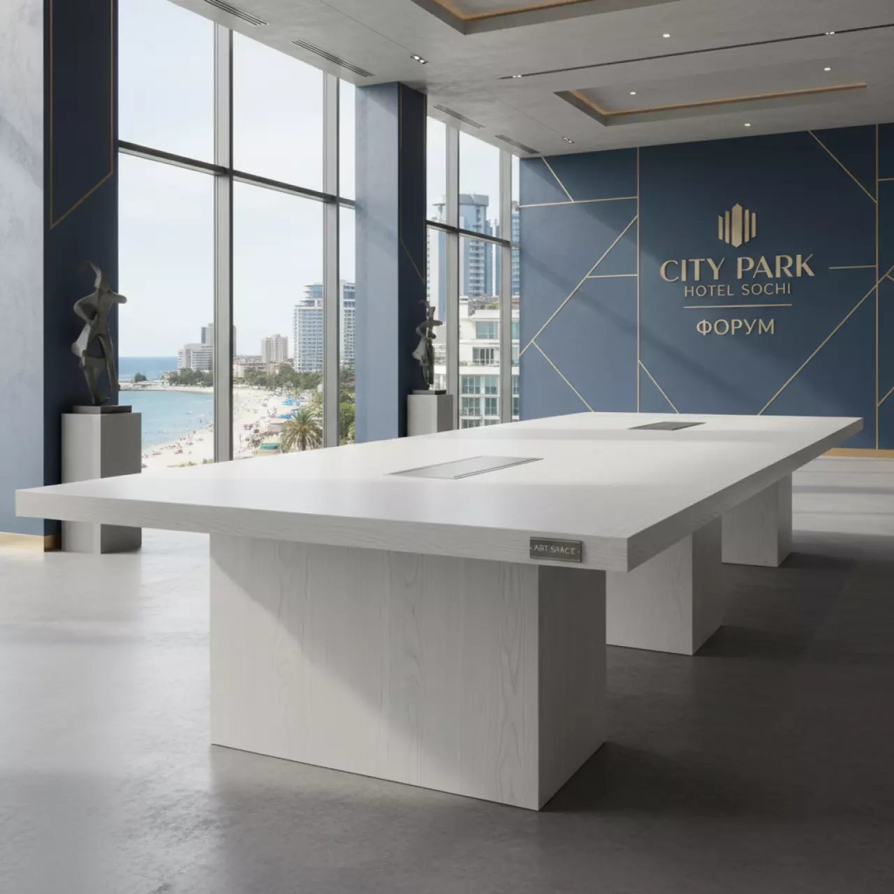 Аренда Стол белый орех кромка ПВХ Лидер 2 2000x900 в City Park Hotel Sochi — ART SPACE