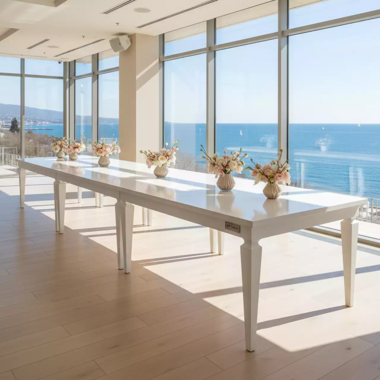 Аренда Стол белый шампань Лидер 2 2700х900 в ресторане «Магеллан» — ART SPACE