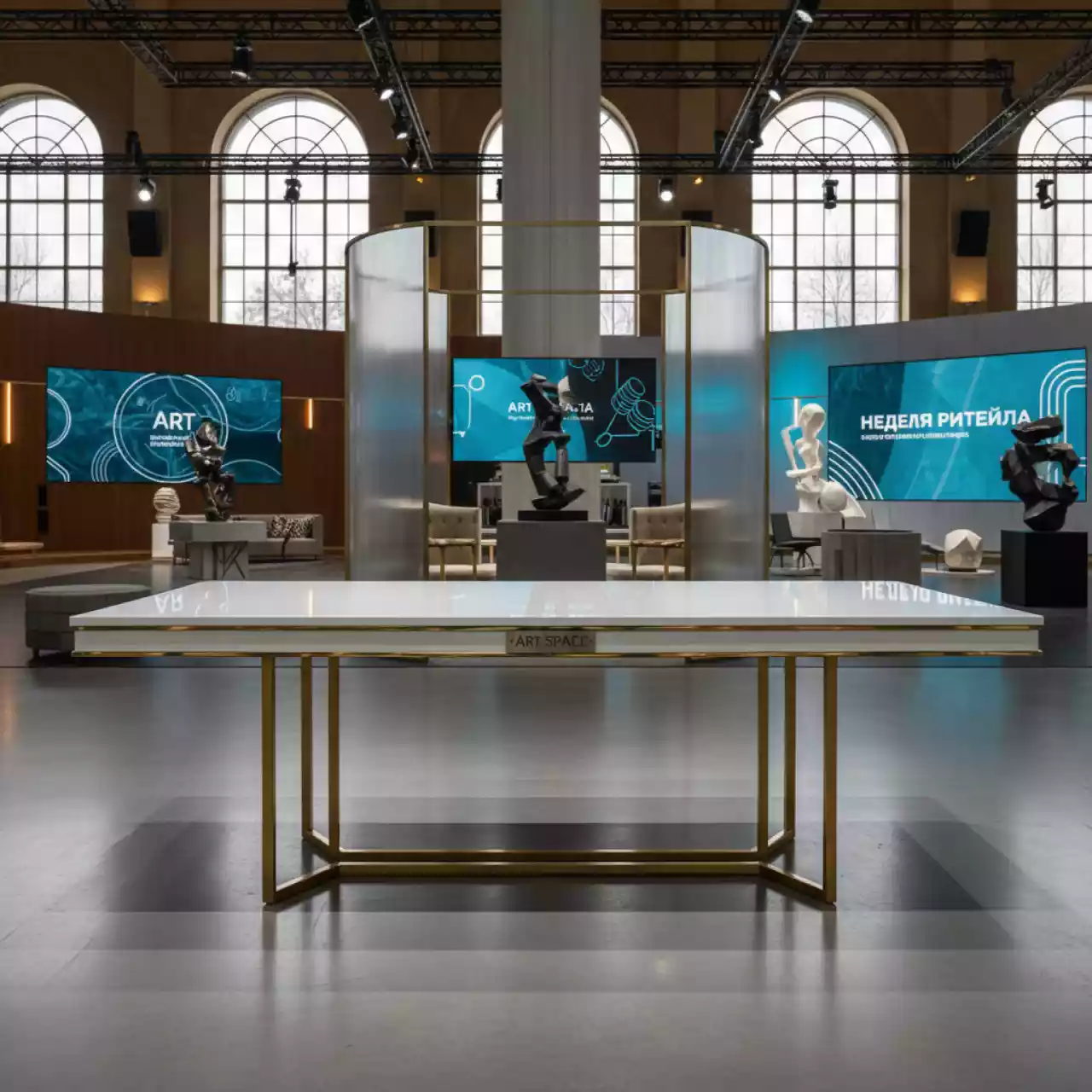 Аренда Стол белый золотой Лидер 2 1800х800 в ОКЦ «Галактика» — ART SPACE