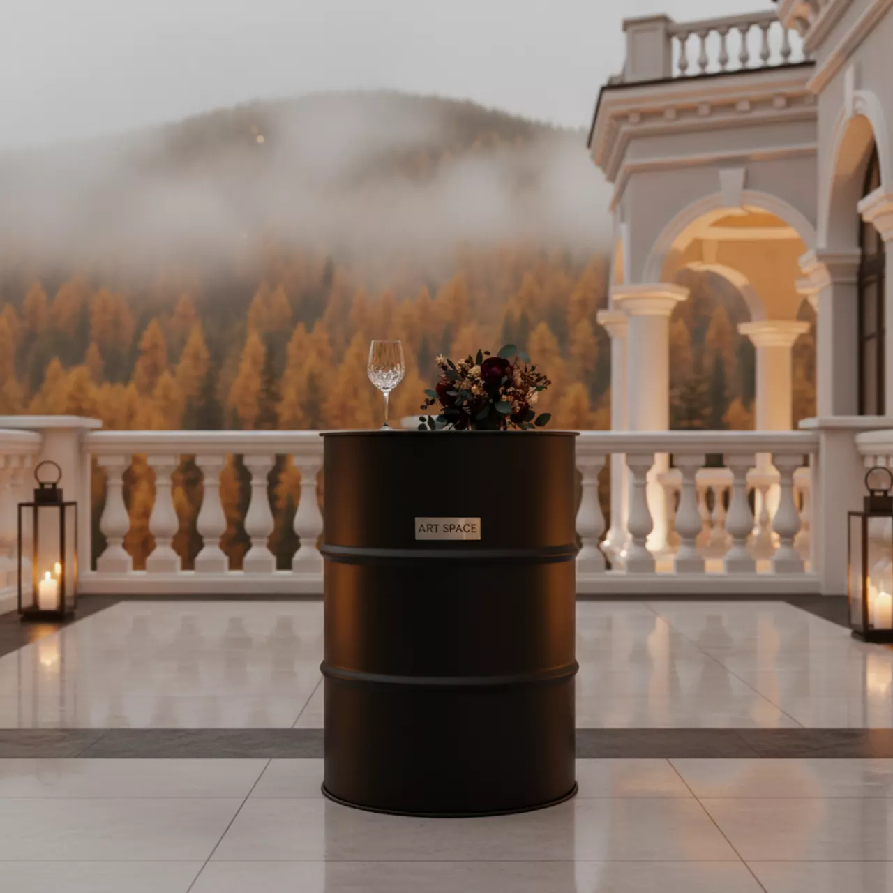 Аренда Стол бочка Hardwire Black 2149BK диаметр 60 см в Sochi Marriott Krasnaya Polyana — ART SPACE