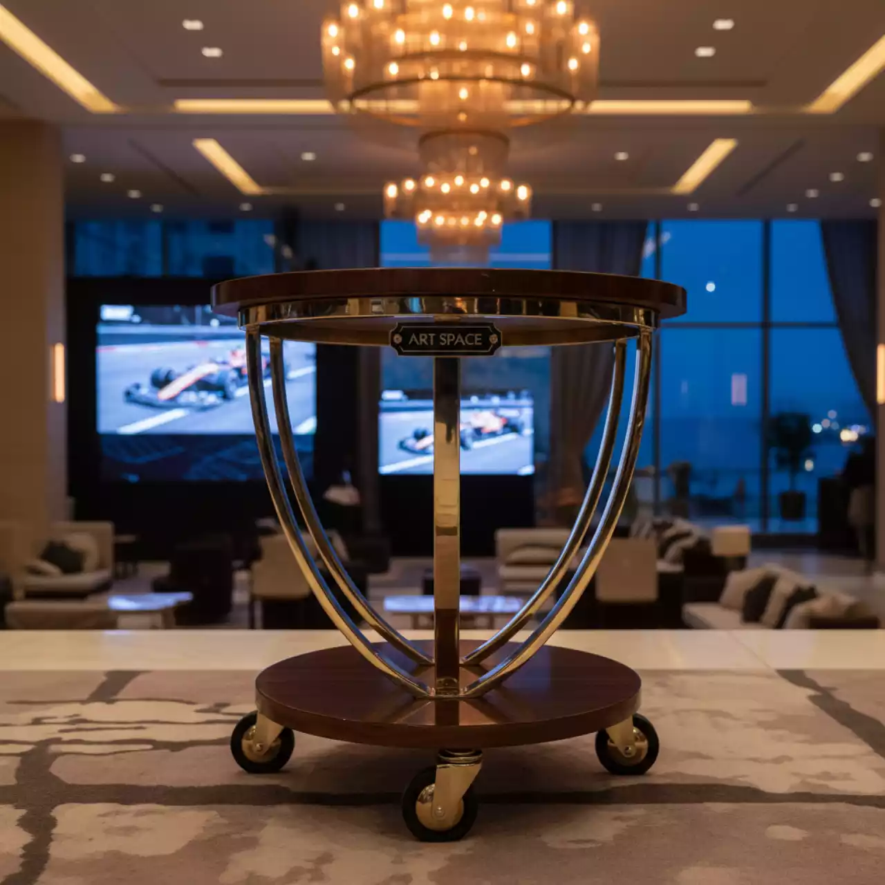 Аренда Стол боковой Удупи на роликах коричневый в Pullman Sochi Centre — ART SPACE