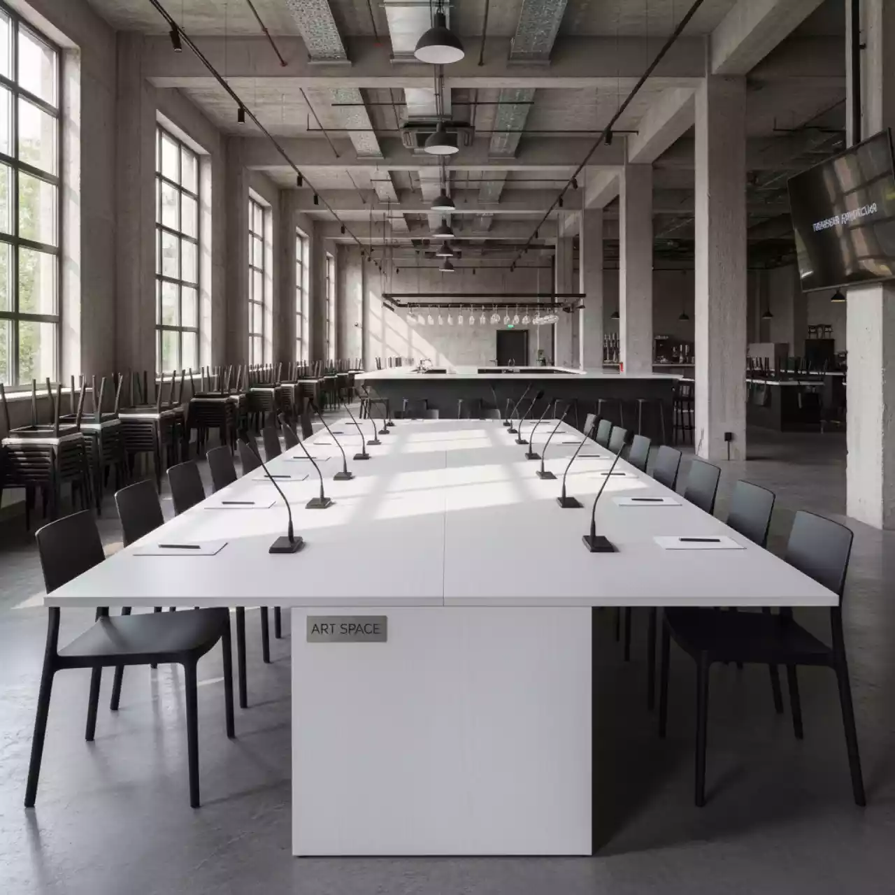 Аренда Стол бук белый кромка ПВХ Лидер 2 2700х900 в ресторане «Высота 5642» — ART SPACE