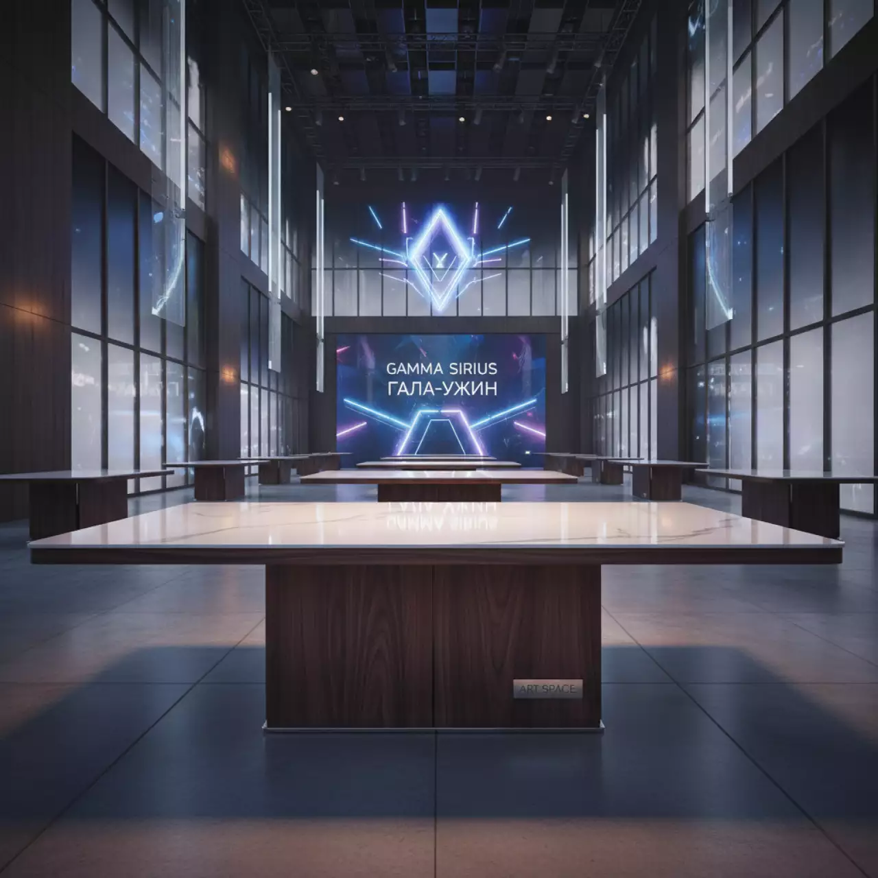 Аренда Стол Carin глянцевая керамика шпон ореха в Gamma Sirius — ART SPACE