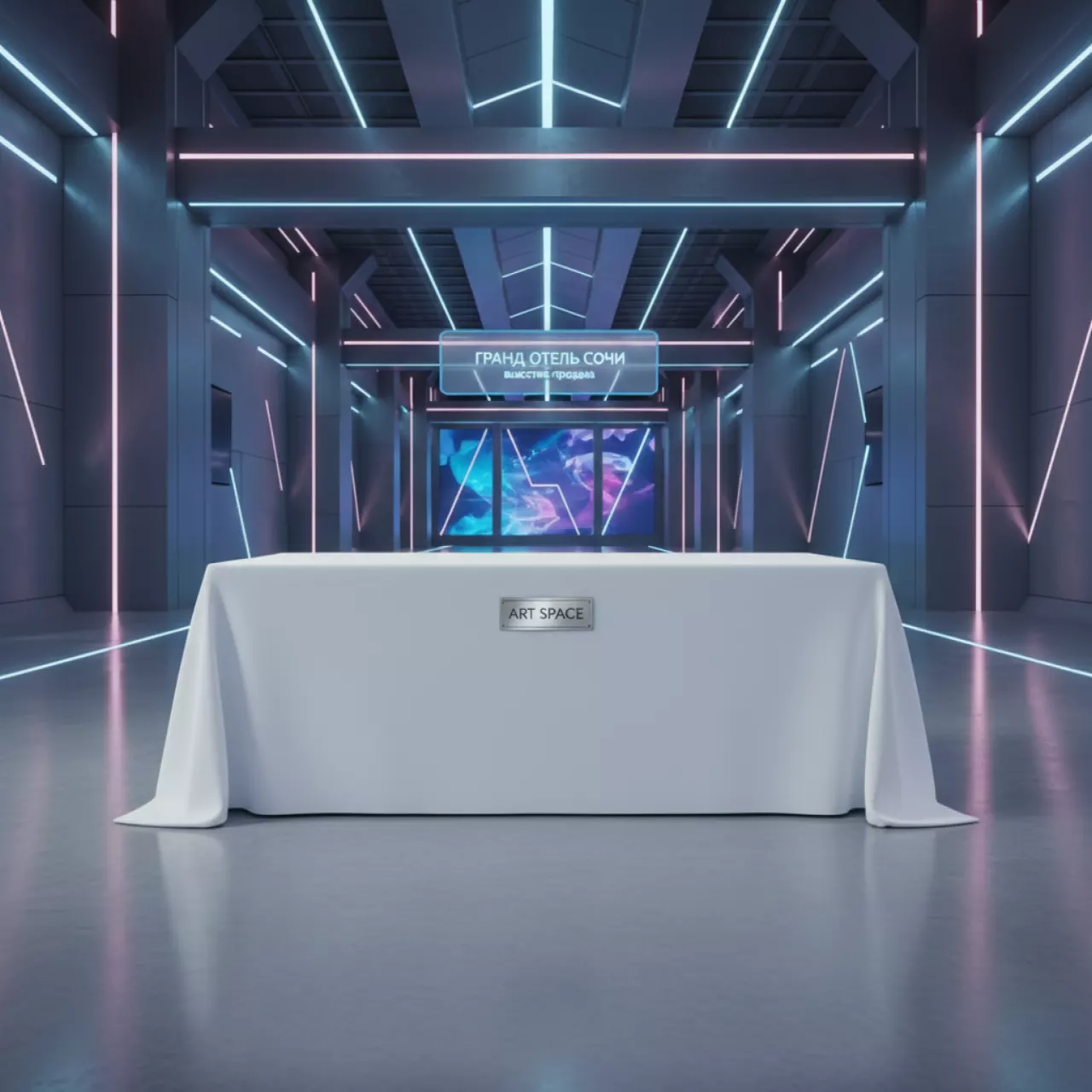 Аренда Стол Catering белый 120 со скатертью в Гранд Отель Сочи — ART SPACE