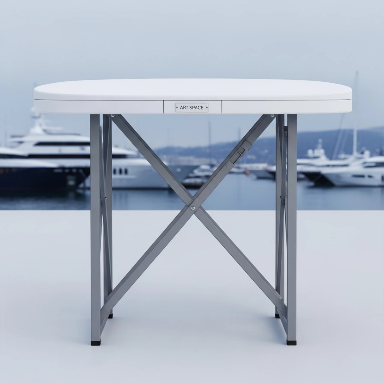 Аренда Стол чемодан Кейт складной круглый 150х74 на территории Морпорта Сочи — ART SPACE