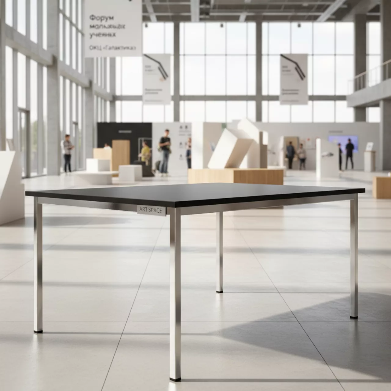 Аренда Стол черный ножки хром 150х75 см в ОКЦ «Галактика» — ART SPACE