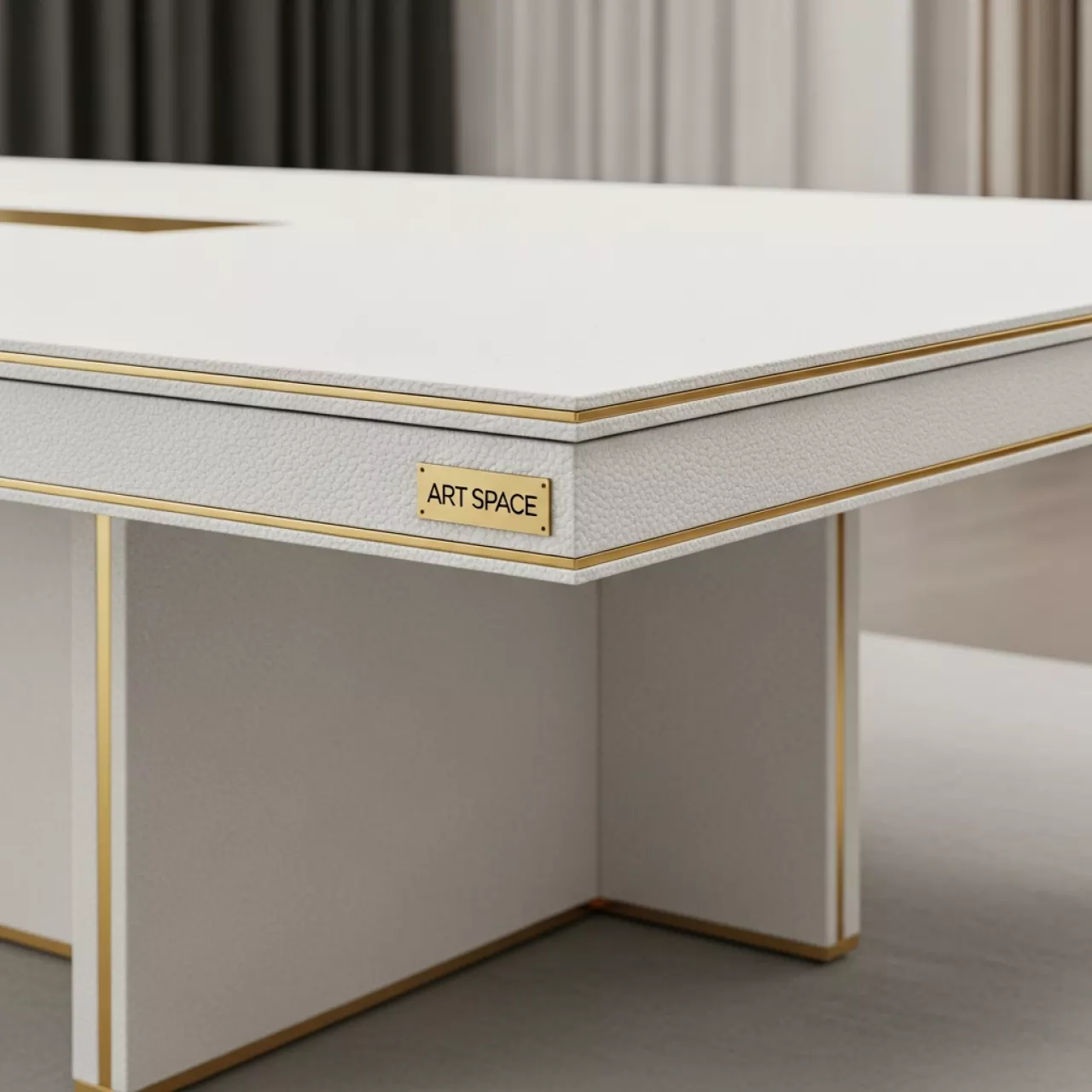 Аренда Стол деревянный Бавария B 200х90 белая пленка шагрень золото в Сириус Арене — ART SPACE