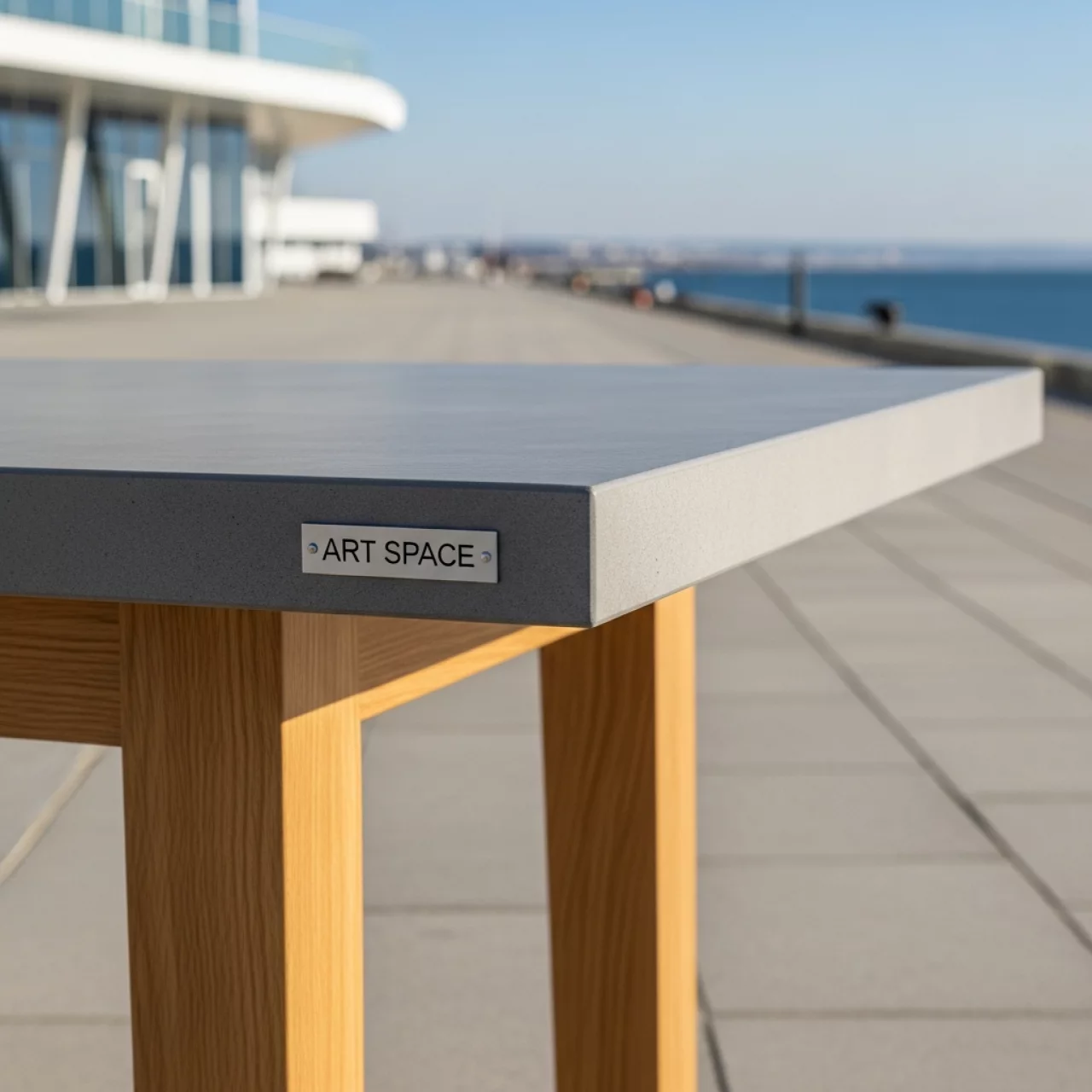 Аренда Стол деревянный Дилан бетон на территории Морпорта Сочи — ART SPACE