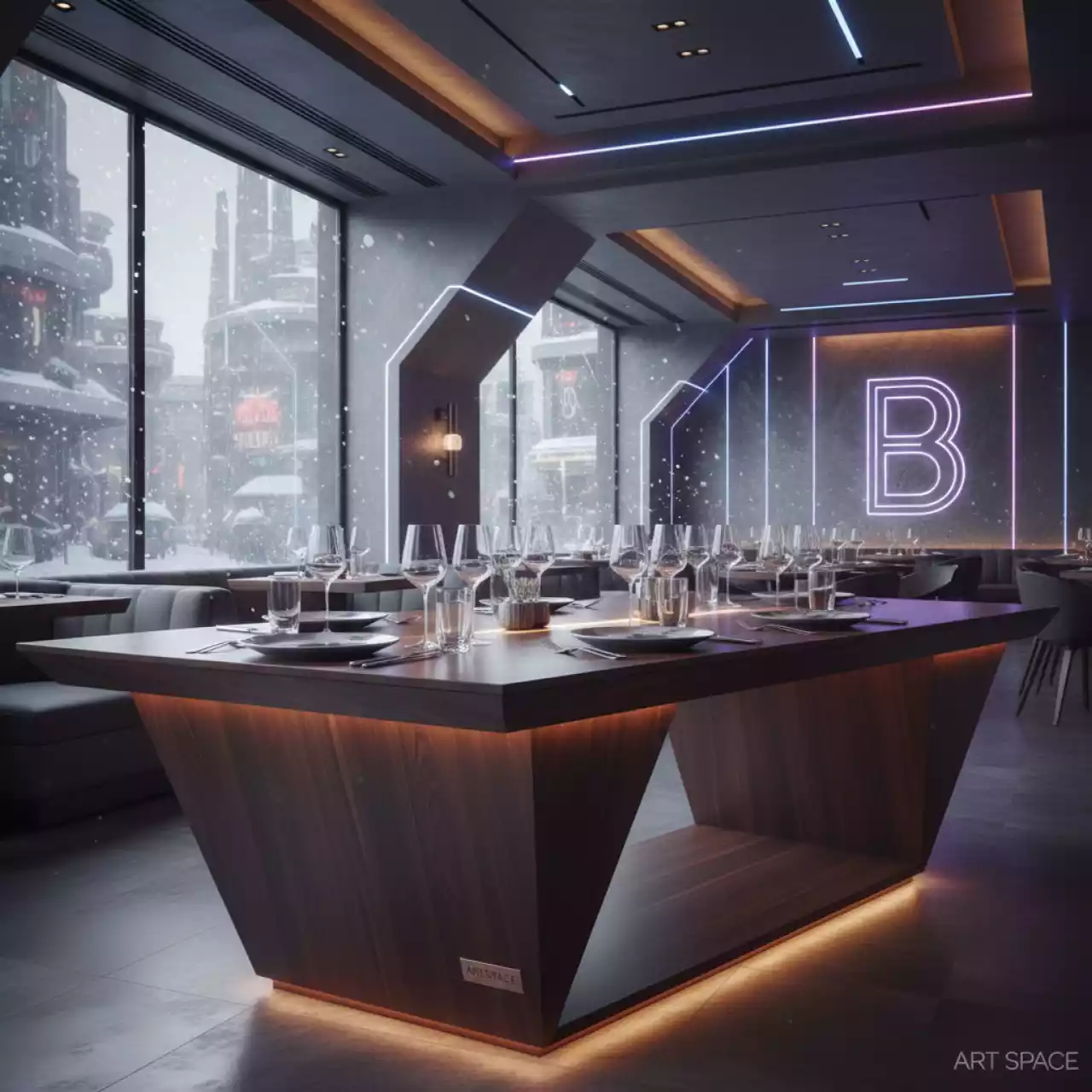 Аренда Стол деревянный обеденный Texel в ресторане «Brunello» — ART SPACE