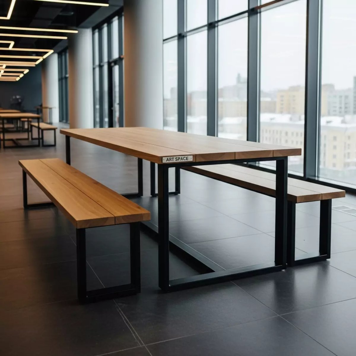 Аренда Стол деревянный со скамейками Hopper PicniC300 в МФК «Горный» — ART SPACE