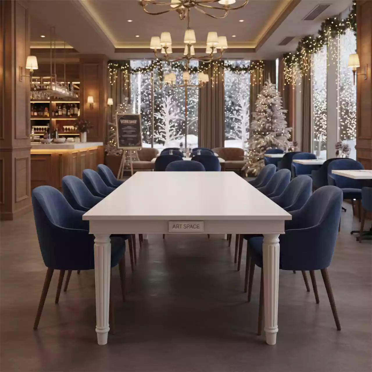 Аренда Стол для конференций белый прямоугольный 180х90 см в ресторане «Brunello» — ART SPACE