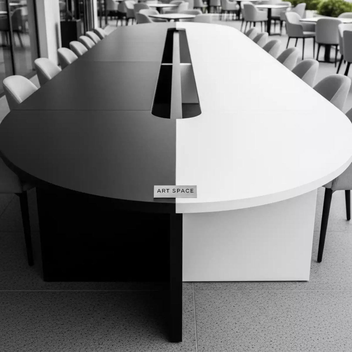 Аренда Стол для переговоров 130х730 см овальный черный или белый 02 385OV в ресторане «La Terrazza» — ART SPACE