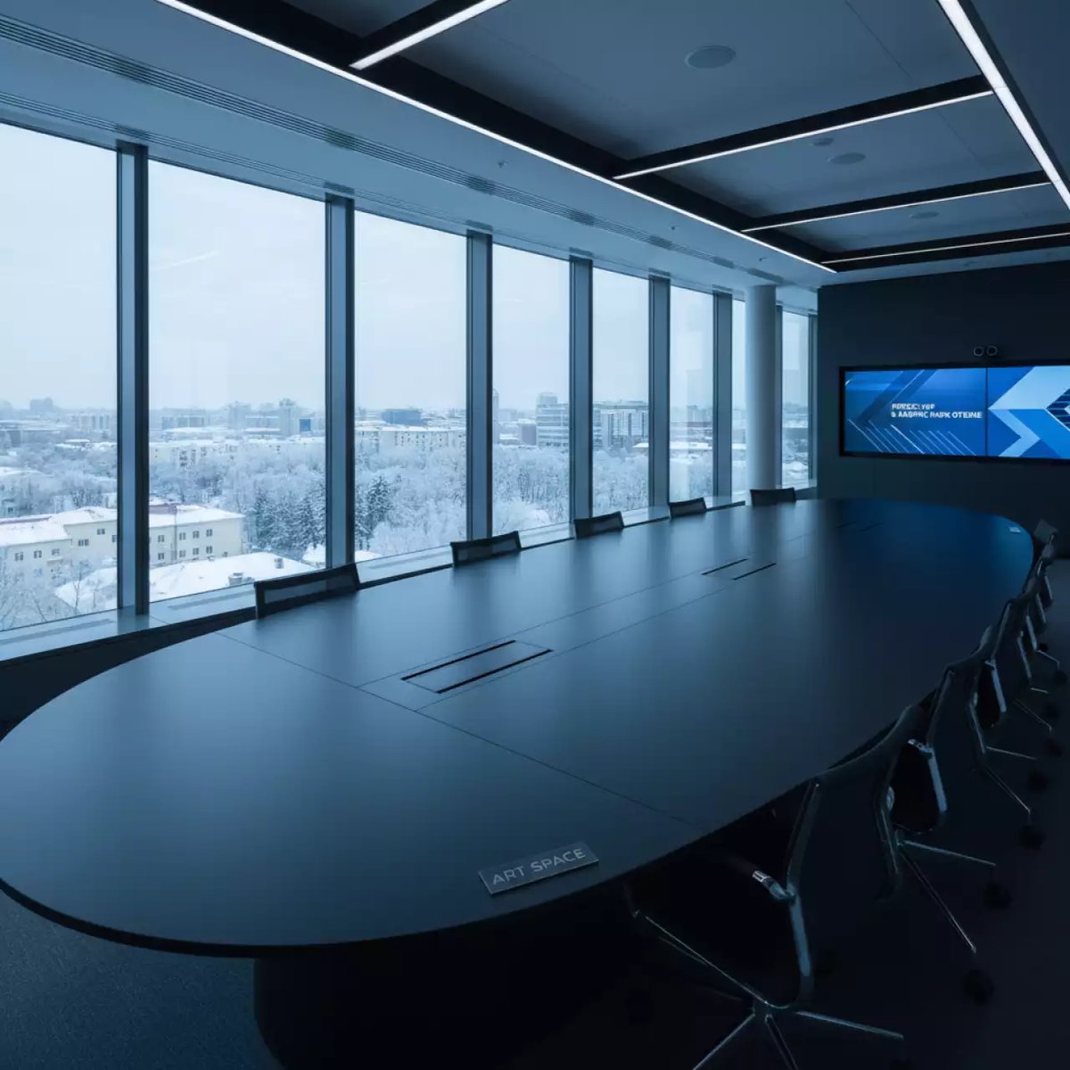 Аренда Стол для переговоров 160х610 см овальный черный или белый в Маринс Парк Отеле — ART SPACE