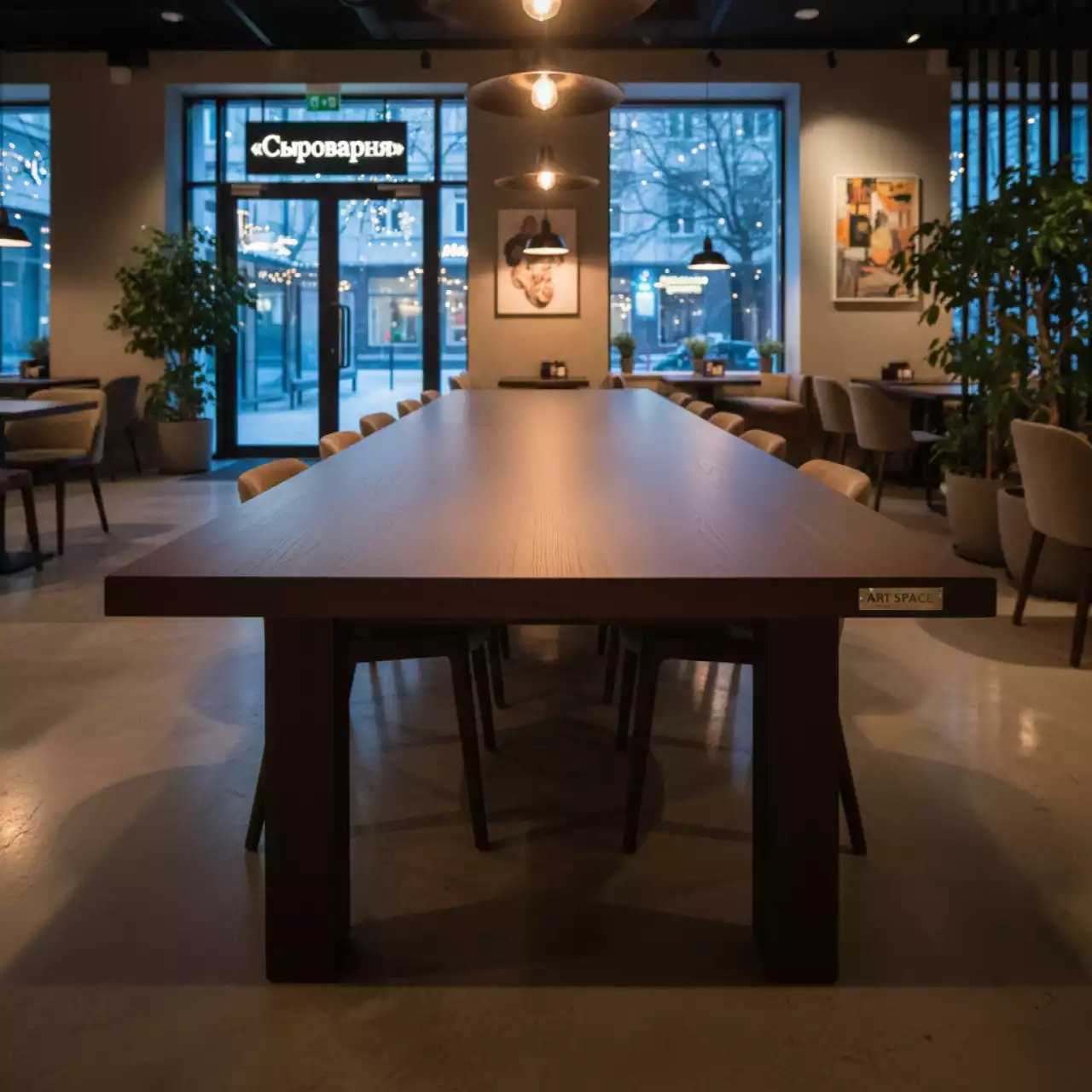 Аренда Стол для переговоров 2000х900 шамони темный в ресторане «Сыроварня» — ART SPACE