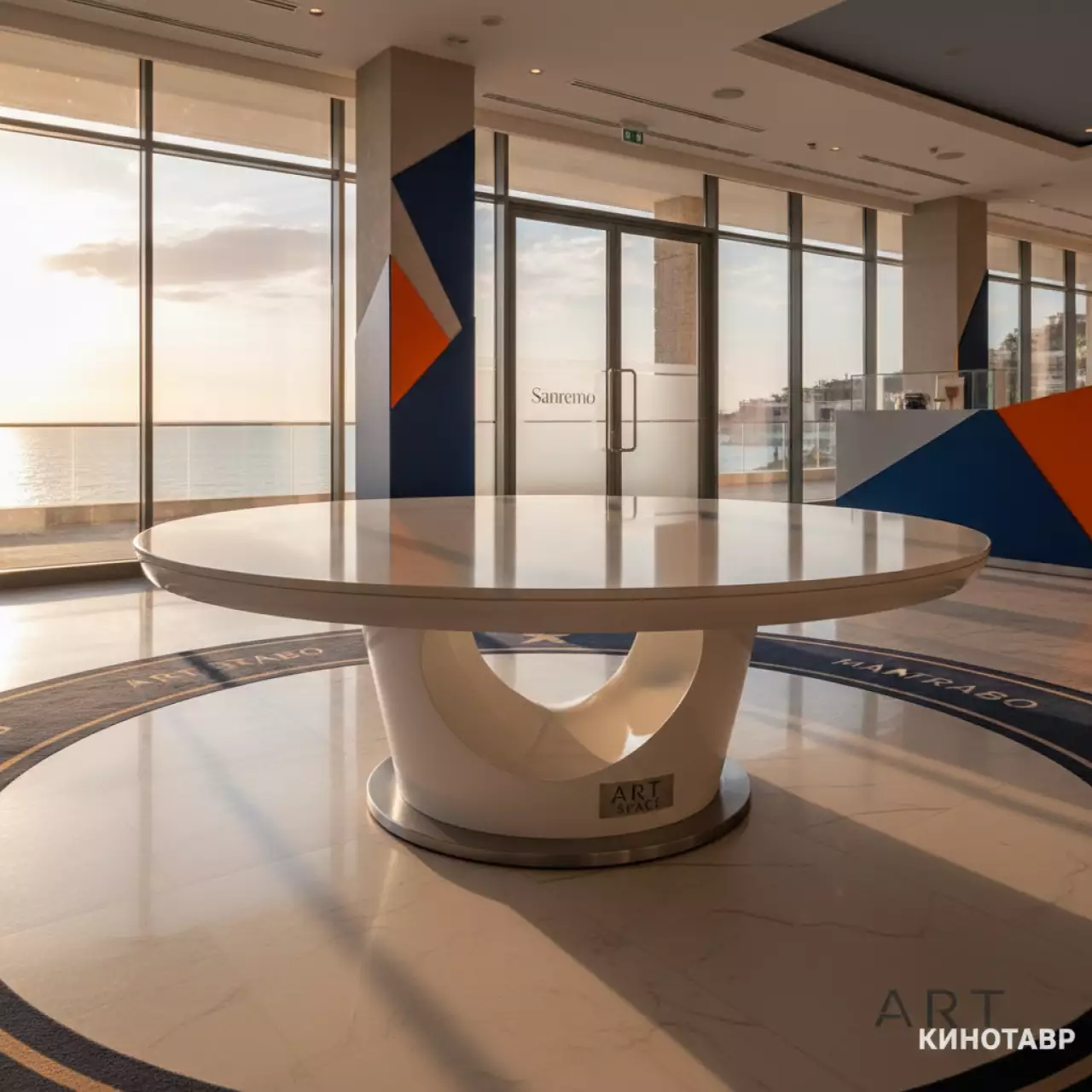 Аренда Стол для переговоров круглый белый Backstage 150 см в ресторане «Sanremo» — ART SPACE