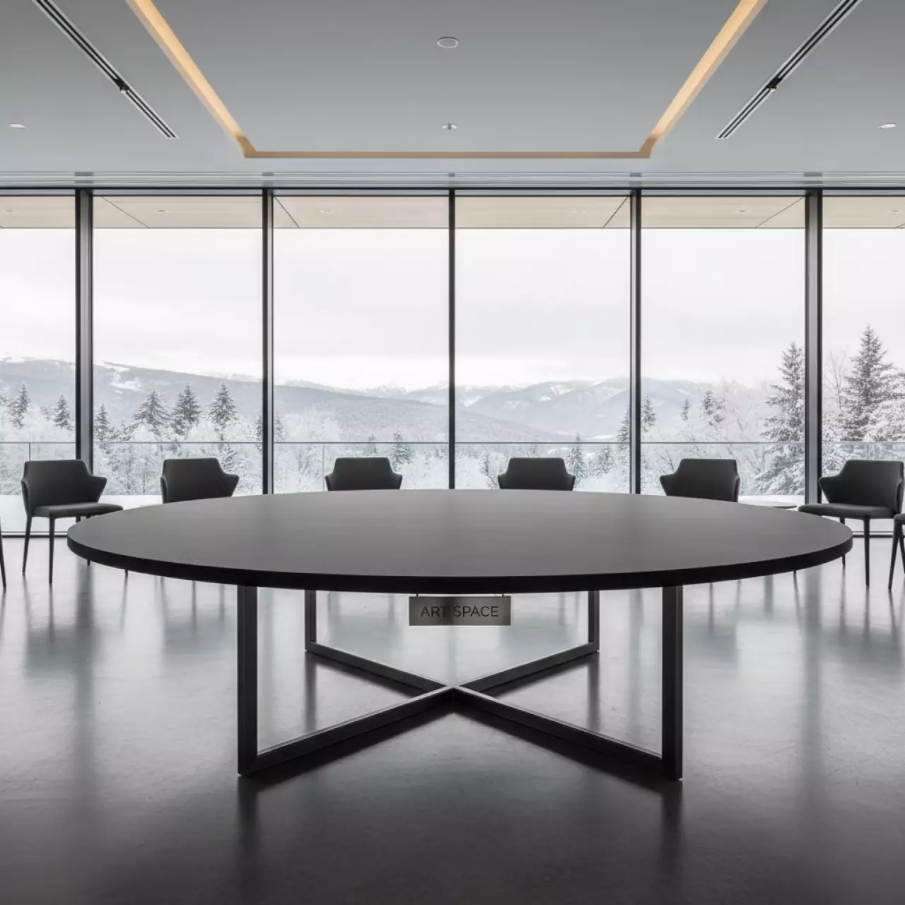 Аренда Стол для переговоров круглый черный 180 см Backstage в Panorama by Mercure — ART SPACE