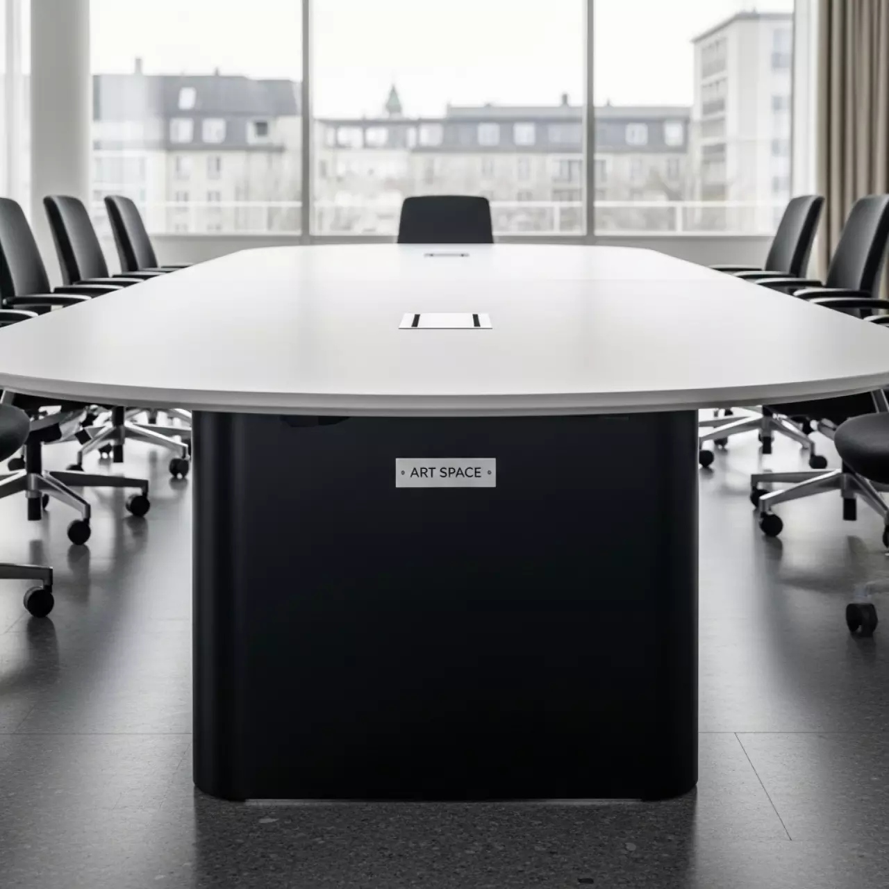 Аренда Стол для переговоров овальный 160х310 см черный или белый в Mövenpick Hotel — ART SPACE
