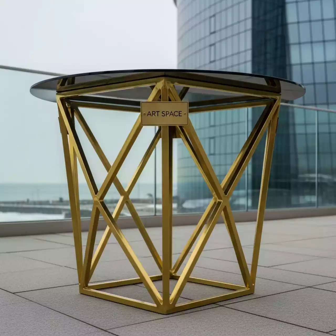 Аренда Стол для торта золотой с черной столешницей Герольд на Имеретинской набережной — ART SPACE