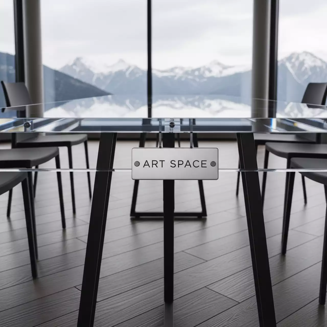 Аренда Стол Fable прозрачный черные ножки в Rixos Krasnaya Polyana — ART SPACE