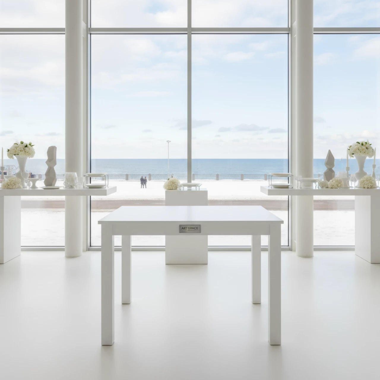 Аренда Стол фуршетный Petersburg белый квадратный 60х60 см на Имеретинской набережной — ART SPACE