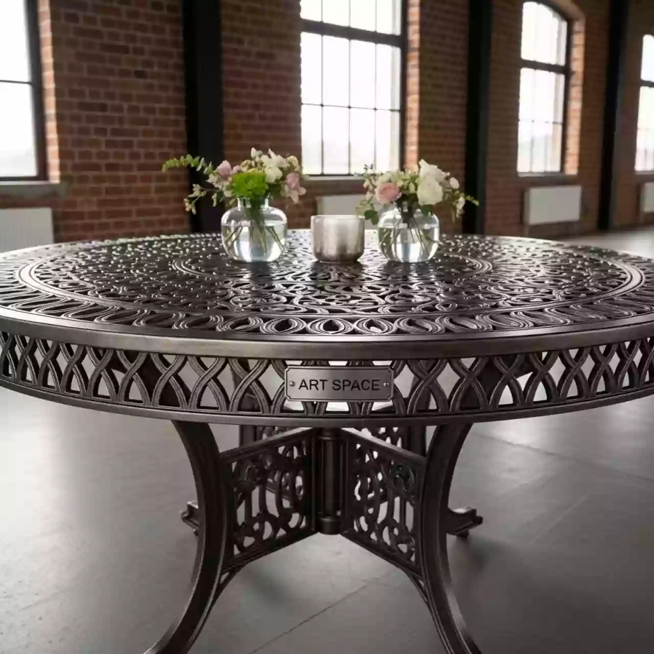 Аренда Стол Henry из литого алюминия 150 см в лофте «Студия 21» — ART SPACE