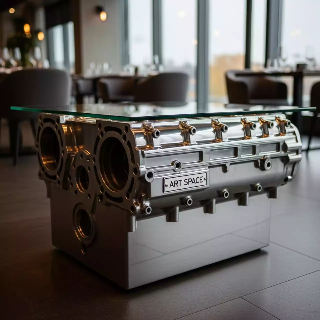 Аренда Стол из двигателя в ресторане «Высота 5642» — ART SPACE