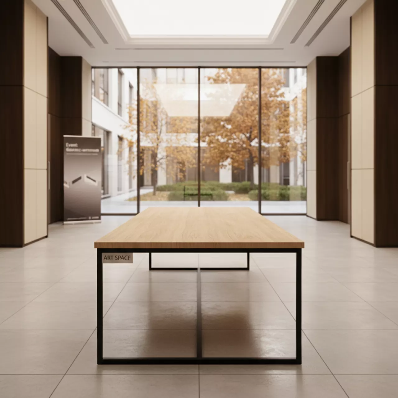 Аренда Стол Классик столешница 1800х800 дуб Бардолино натуральный каркас черный в Courtyard by Marriott Sochi — ART SPACE