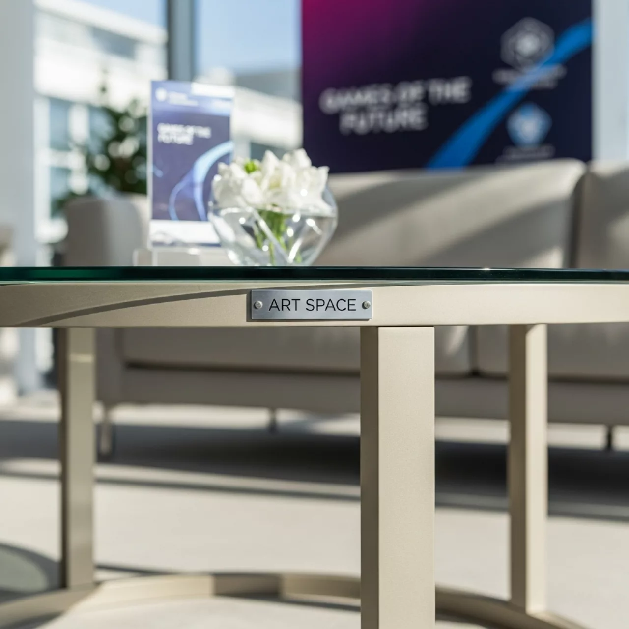 Аренда Стол кофейный Flen бежевый алюминий закаленное стекло в Courtyard by Marriott Sochi — ART SPACE