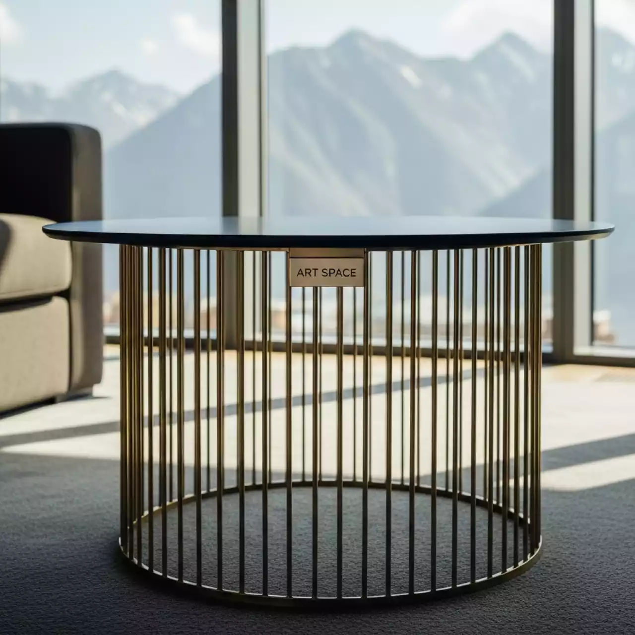 Аренда Стол кофейный Gold Grid с черной столешницей в Rixos Krasnaya Polyana — ART SPACE