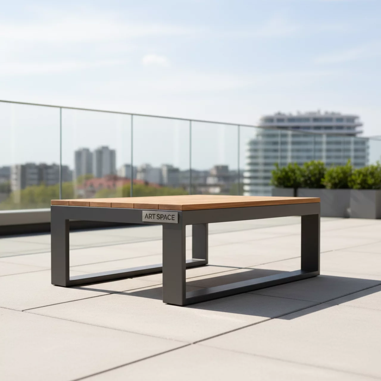 Аренда Стол кофейный Marine 80 антрацит натуральный алюминий тик в Mantera Supreme — ART SPACE