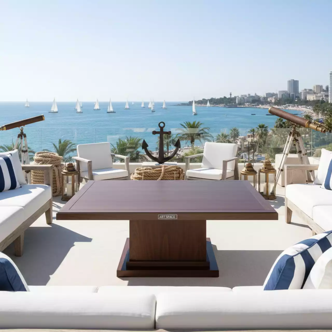 Аренда Стол кофейный прямоугольный шоколад DECO на парусной регате (Сочи) — ART SPACE