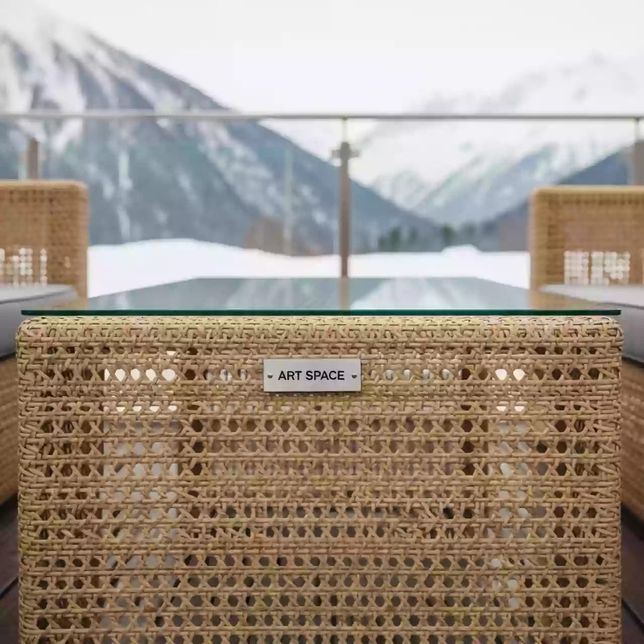 Аренда Стол кофейный Равенна из искусственного ротанга соломенный в Гранд Отель Поляна — ART SPACE