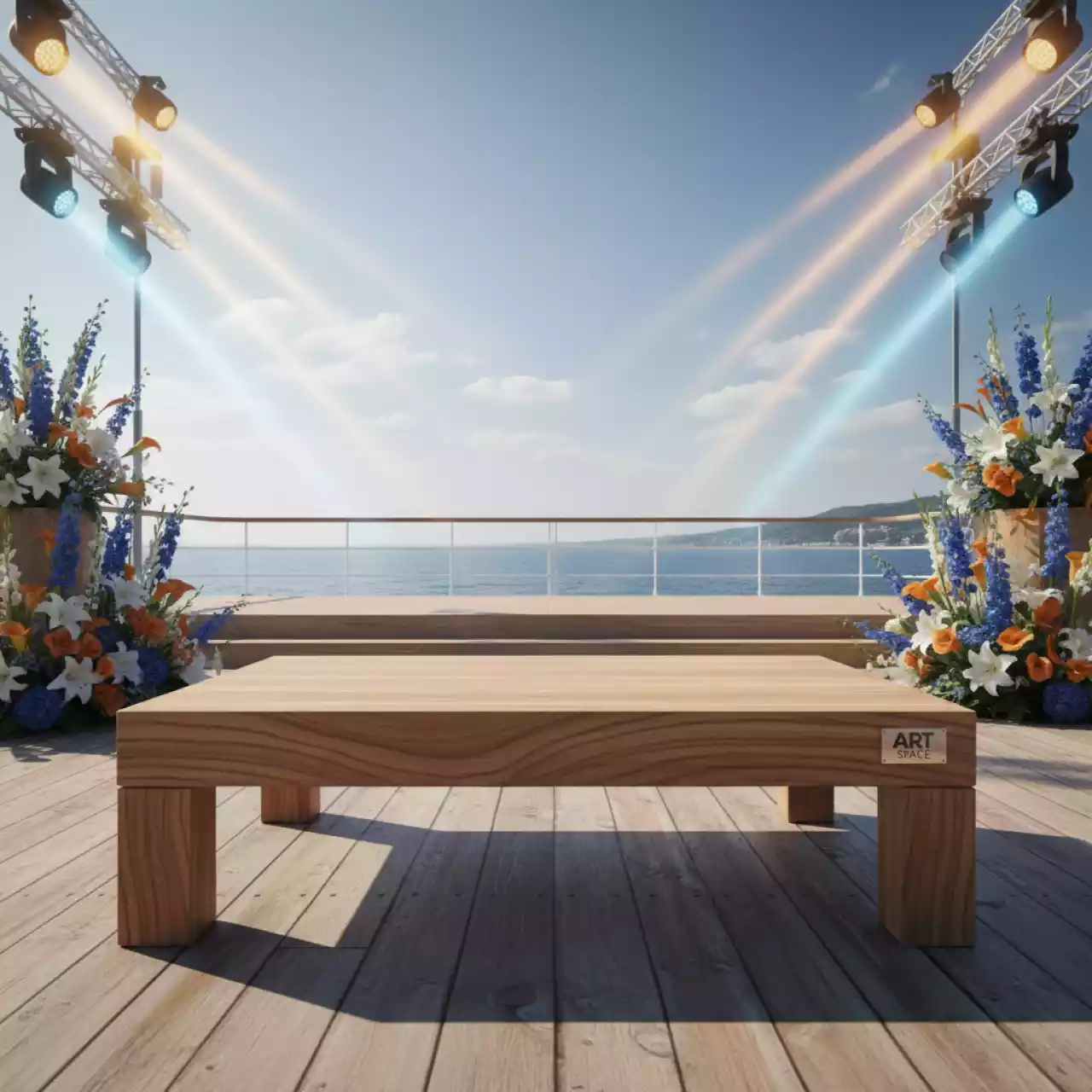Аренда Стол кофейный Turin натуральный тик на теплоходе «Дагомыс» — ART SPACE