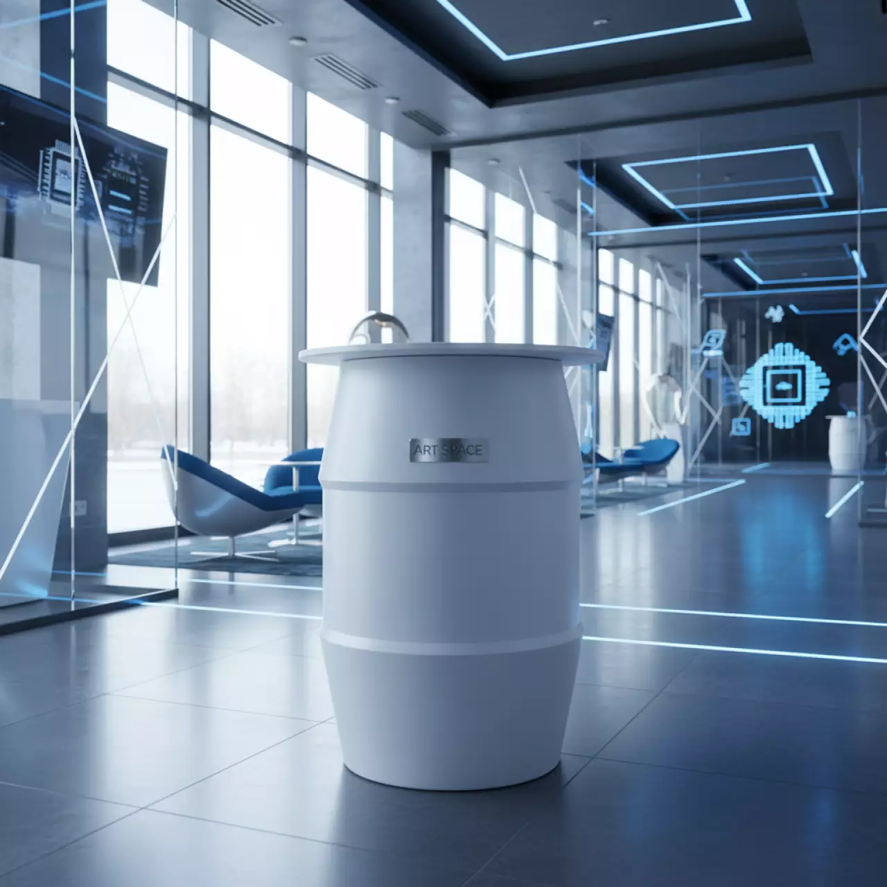 Аренда Стол коктейльный Бочка белый в Green Flow Hotel — ART SPACE