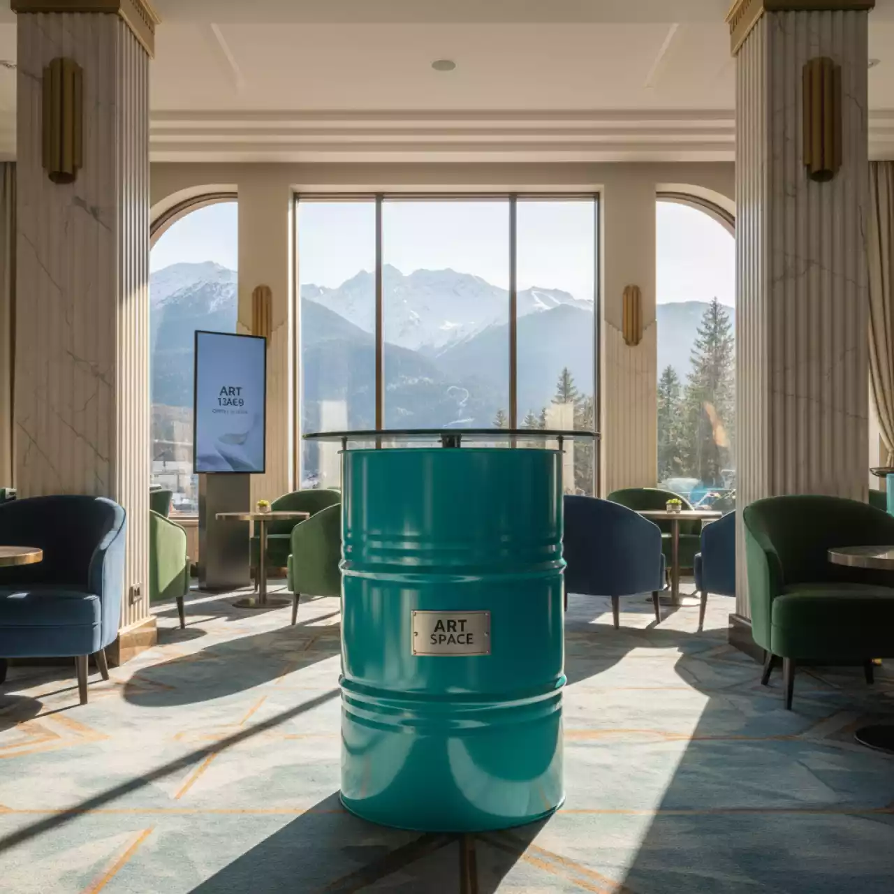 Аренда Стол коктейльный Бочка бирюзовый в Поляна 1389 Отель и Спа — ART SPACE