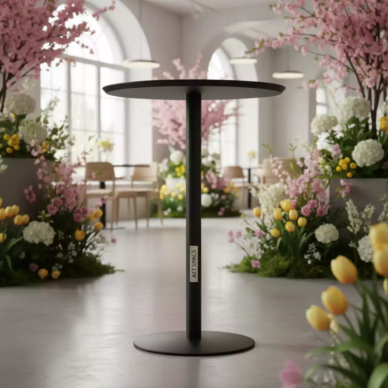 Аренда Стол коктейльный Carosello черный диаметр 60 см 2134BK в ресторане «Плакучая Ива» — ART SPACE