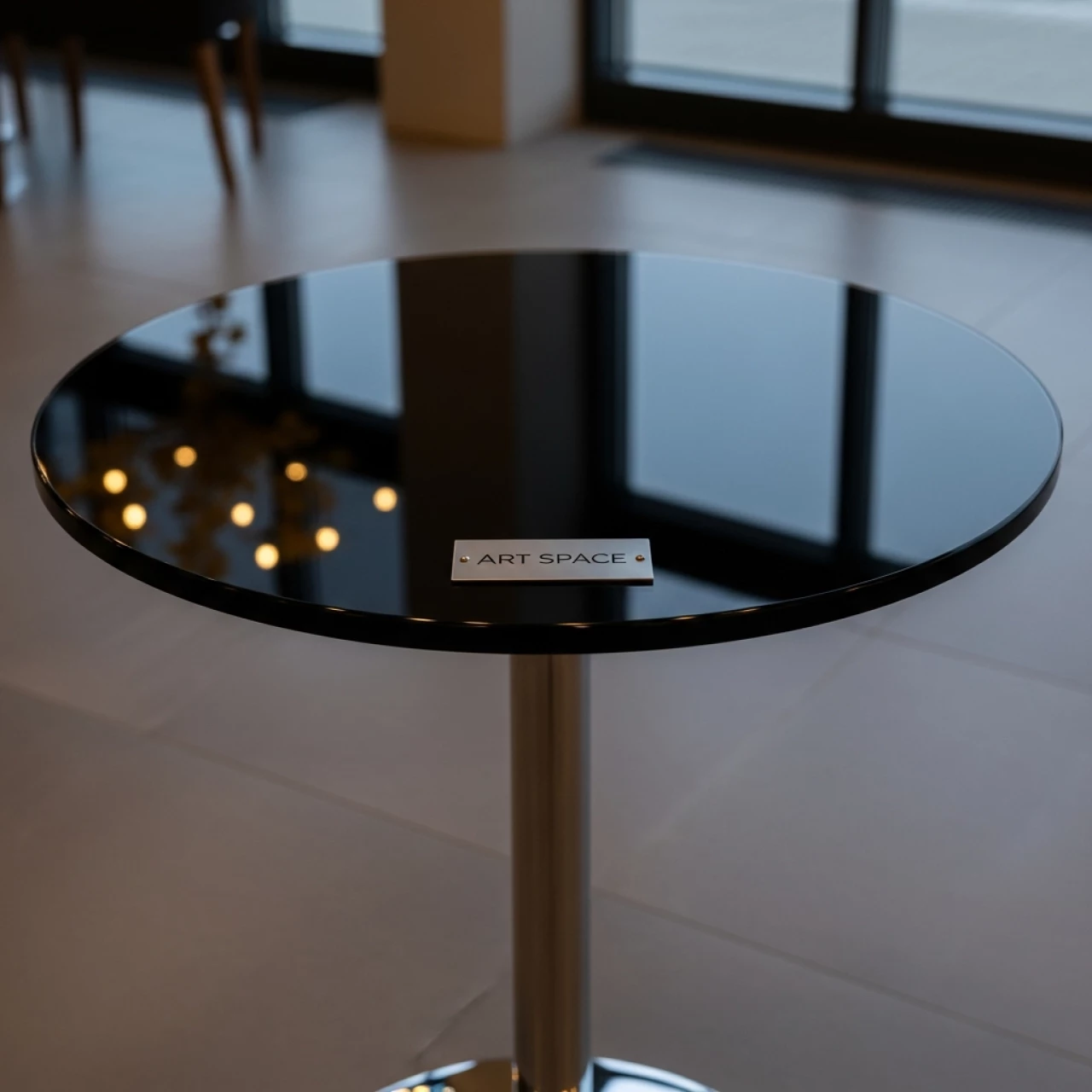 Аренда Стол коктейльный черное стекло диаметр 60 в Imeretinskiy Hotel — ART SPACE