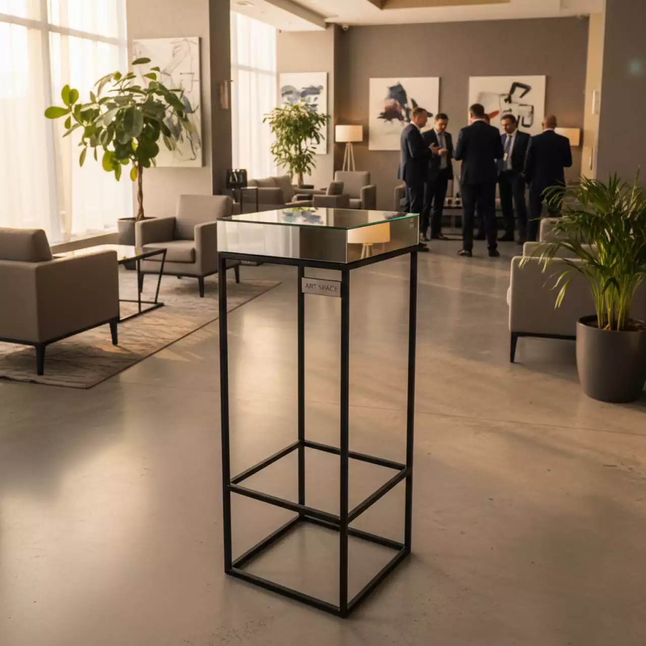 Аренда Стол коктейльный черный с зеркальной поверхностью Оникс высота 110 см в Imeretinskiy Hotel — ART SPACE