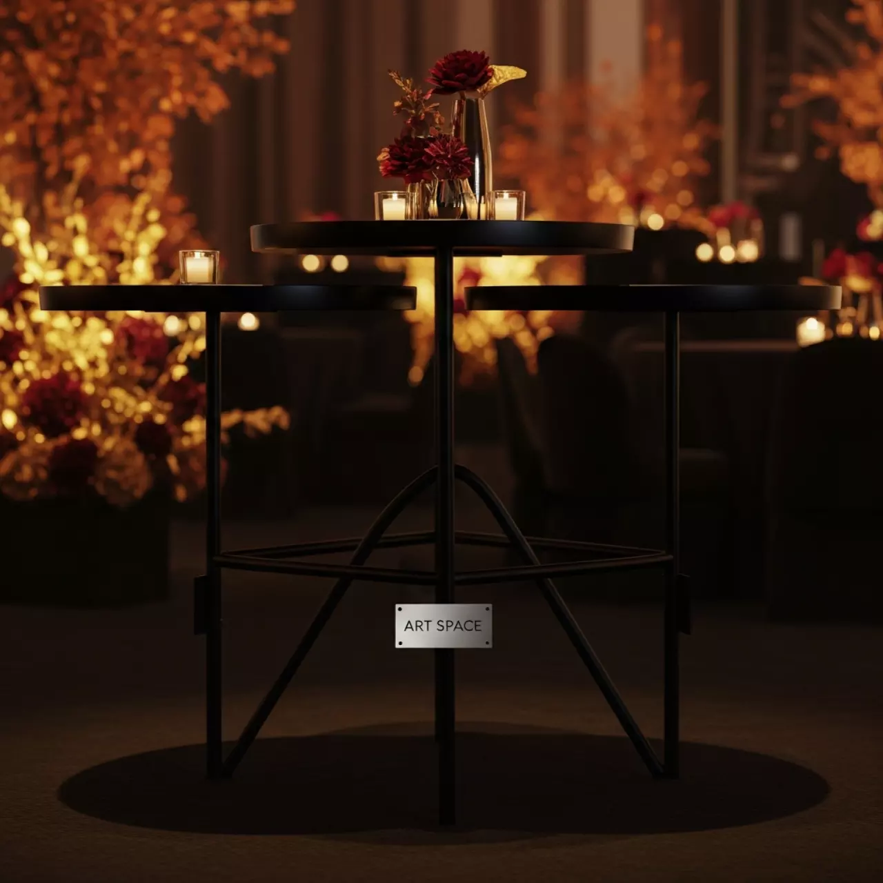 Аренда Стол коктейльный черный Trio высота 107 см в Radisson Collection Paradise — ART SPACE