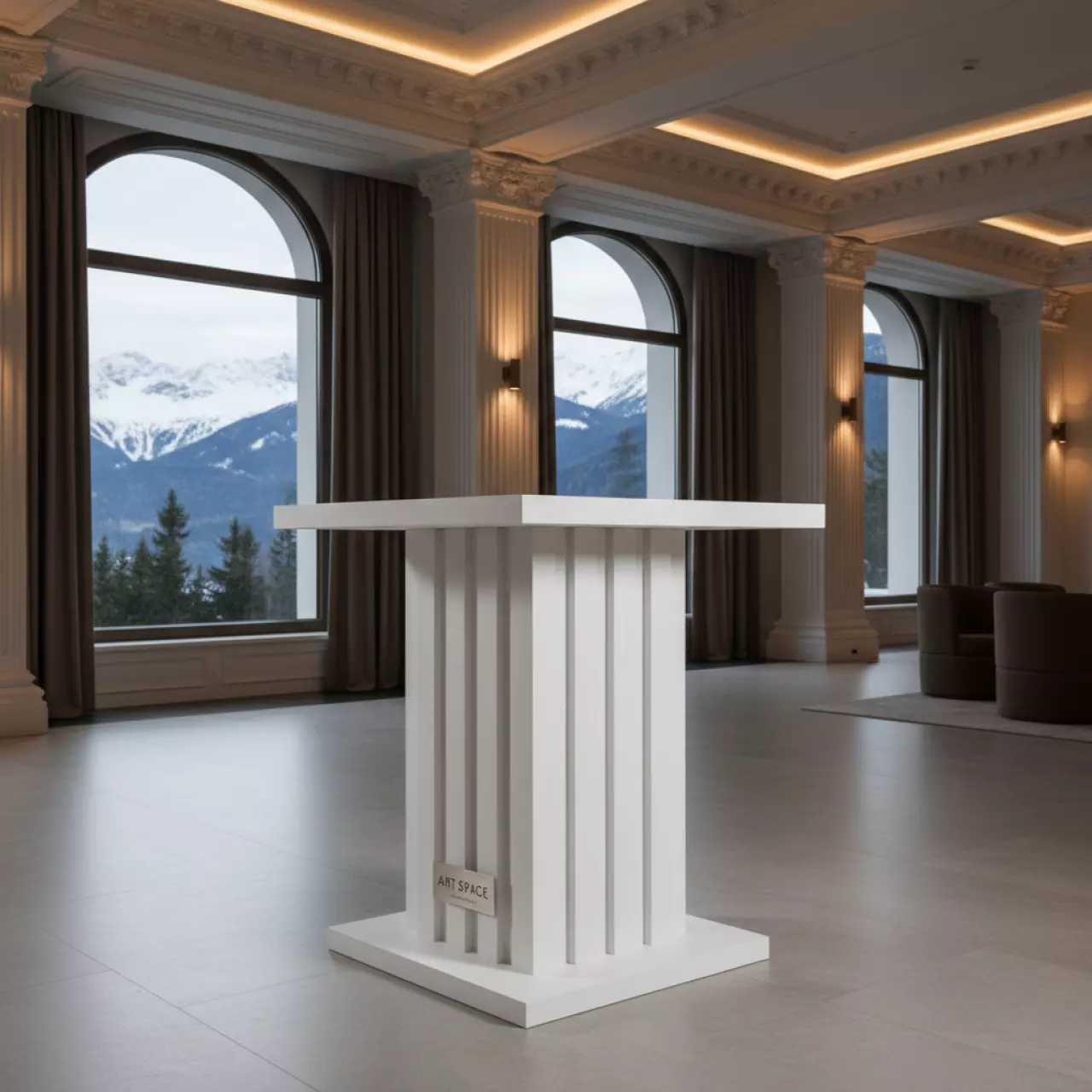 Аренда Стол коктейльный High Cube белого цвета в Green Flow Hotel — ART SPACE