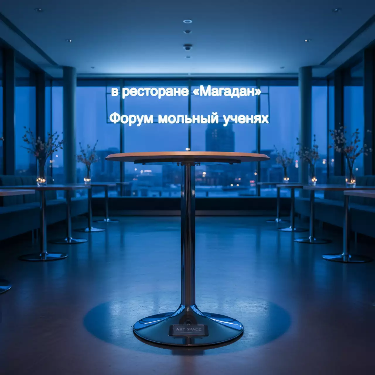 Аренда Стол коктейльный круглый № 2 ЛДСП металл в ресторане «Магадан» — ART SPACE