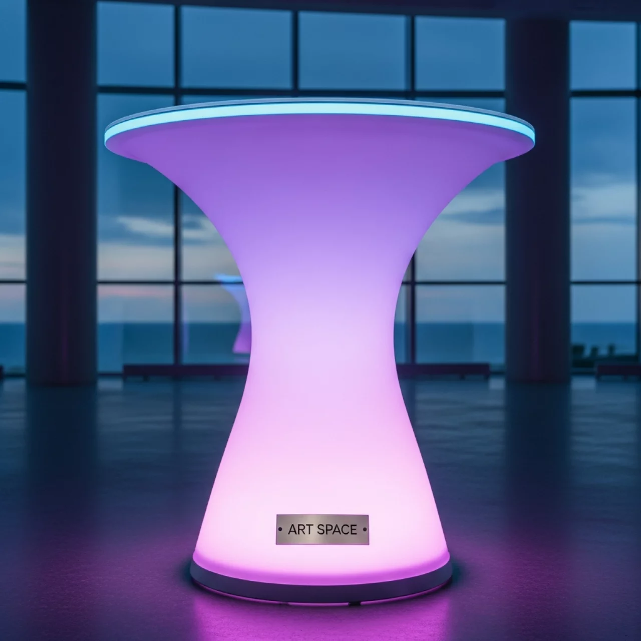 Аренда Стол коктейльный с подсветкой LED d 59 см в зале «Чайка» (Морпорт) — ART SPACE