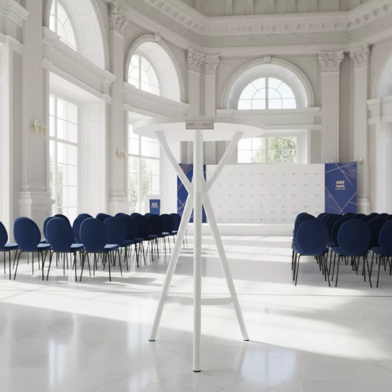 Аренда Стол коктейльный Trio белый высота 75 см в Bridge Resort — ART SPACE